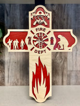Load image into Gallery viewer, Firefighter Cross | First Responder | Cross | Back The Red | Christian
