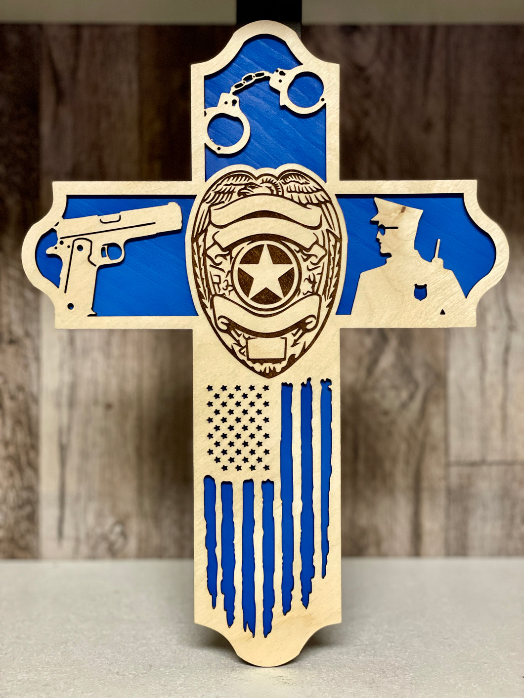 Law Enforcement Cross | First Responder | Cross | Back The Blue | Thin Blue Line | Christian