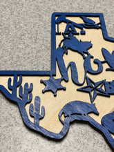 Load image into Gallery viewer, Texas Sign | Alamo | Cowboys | Longhorn | Layered Wood | Bull | Cactus | Texas Pride
