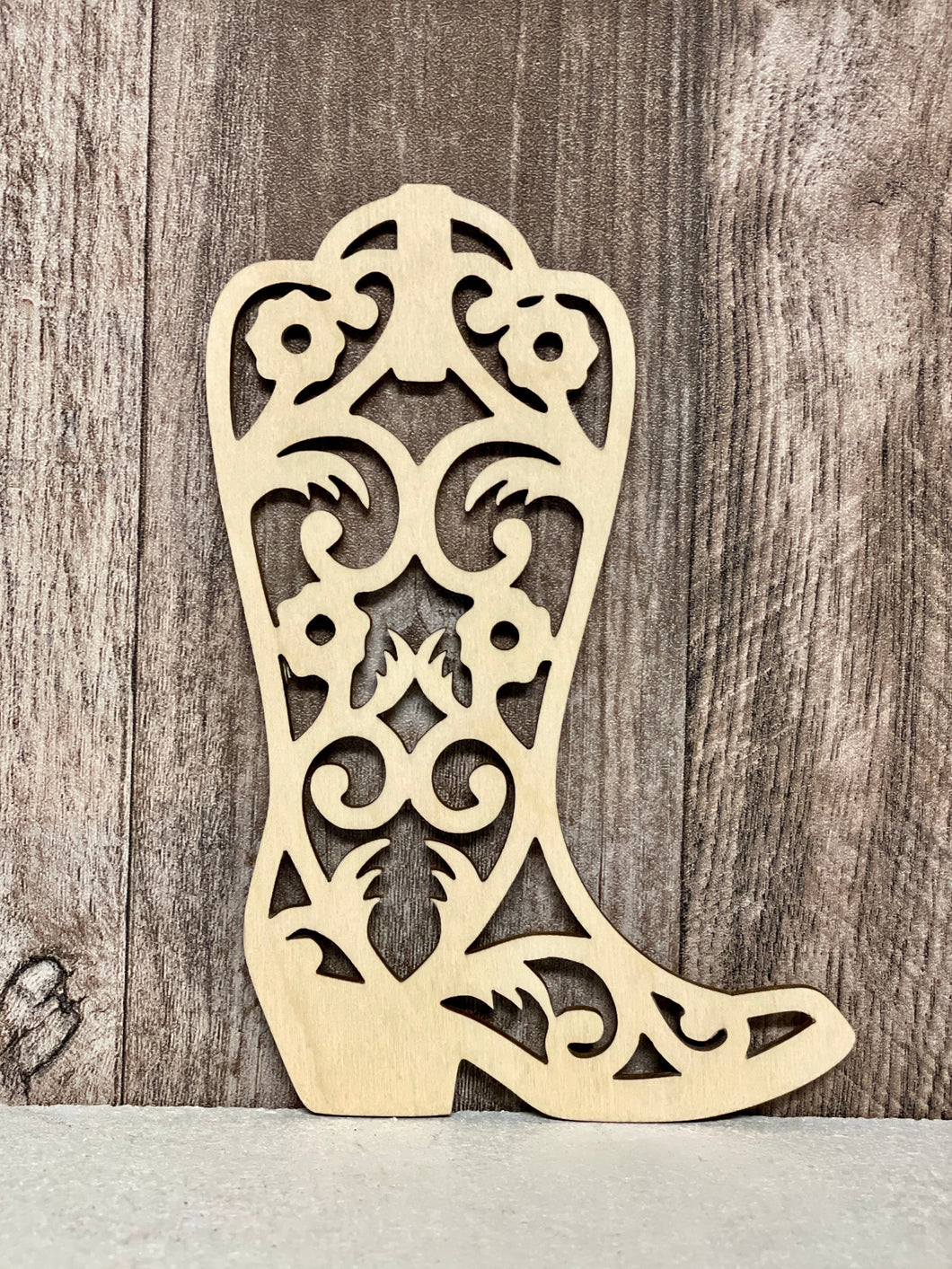 Wood Cowboy Boot | Cut Out | Crafting | Decorations | Home Decor | DIY | Ready to Paint | Stain